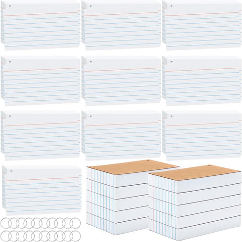 Beieverluck 2000 PCS Index Cards 3x5 Inches White Flash Cards with Ring Lined