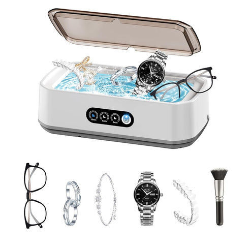 Ultrasonic Jewelry Cleaner, 50kHz Professional Portable Jewelry Cleaner Ultrasonic Machine with 3