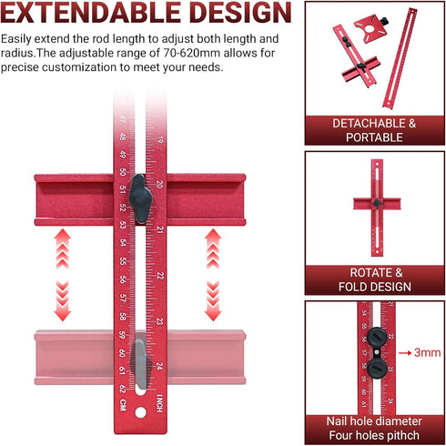 GARGENTOL 2025 24" 4-in-1 610mm Router Jig Kit | Woodworking Guide System, Adjustable Router Circle Cutting Jig