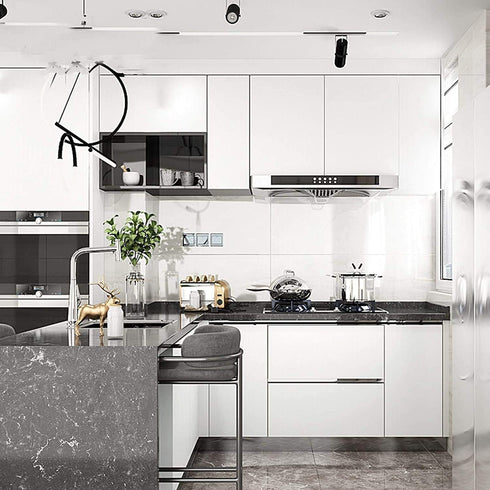TANONE White Wallpaper Self Adhesive Vinyl 15.8"X196.7" Decorative Film for Cabinets and Furniture Countertops.