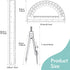 CNTVO 3 12 Inch Set Pcs Plastic Ruler, Clear Protractor and Compasses for Student Geometry, Durable Transparent Drawing