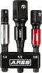 ARES 22011-3-Piece 3-Inch Impact Grade Socket Adapter Set with Color Sleeve for Power Drill Nut Driver