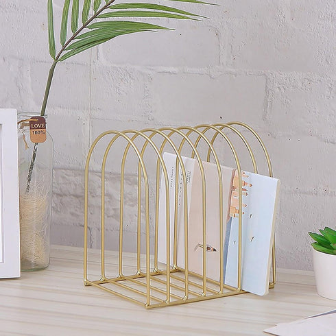 Amaping 7 Desktop Magazine File Holder Storage Rack, Sturdy Slot Iron Vinyl Record Holder Storage Book Sorter Magazine