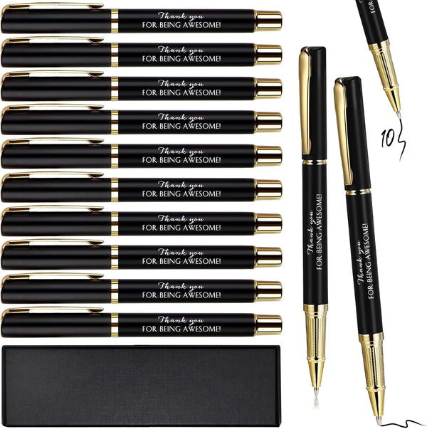 PerKoop 10 Pcs Inspirational Ballpoint Pens with Gift Boxes, Motivational Quote Pen Bulk, Appreciation Gifts for Team,