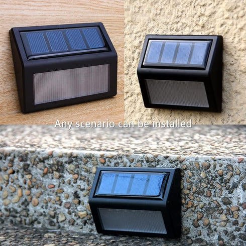 Solar Lights Outdoor, 2 Pack Waterproof Solar Powered Deck Step Lights for Patio Garden Backyard Driveway Pathway