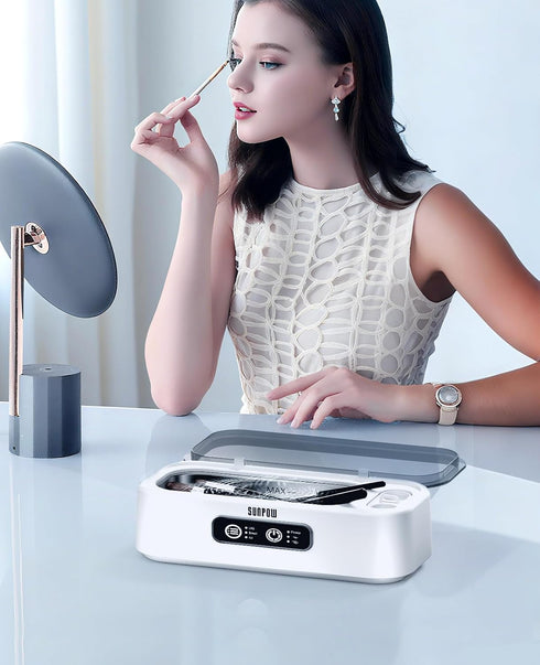 45kHz 45dB, SUNPOW Ultrasonic Jewelry Cleaner Machine Dual Chambers for Contact Lenses & Jewelry, Sonic Cleaner