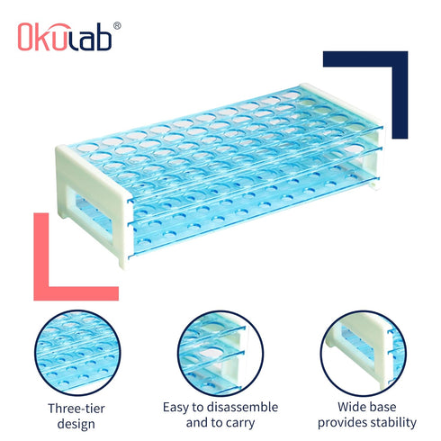 Detachable Plastic Tube Rack Set, 2pcs, 50 Holes Test Tube Holder for Tubes of Dia.=17mm, for Classroom, Lab, TTRP50A2