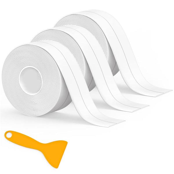 Caulk Tape Waterproof Self Adhesive, 3 Rolls Toilet Caulk Sealant Tape for Kitchen, Bathroom, 1.5" x 10.5Ft