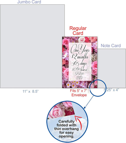 NobleWorks 1st Milestone Anniversary Notecard w/Envelope - 1 Year of Marriage, Love Flower for Couples, Husband, Wife