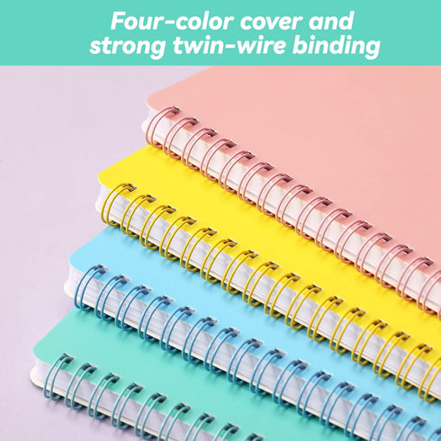 Spiral Notebook - 4 Pack, 5.6'' x 8.25'', 80 Sheets/160 Pages Each, Twin-Wire Binding, College Ruled Notebooks