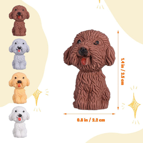SEWACC 40 Pcs Pencil Eraser Animal Erasers, Cute Dog Figurines Mini Erasers
