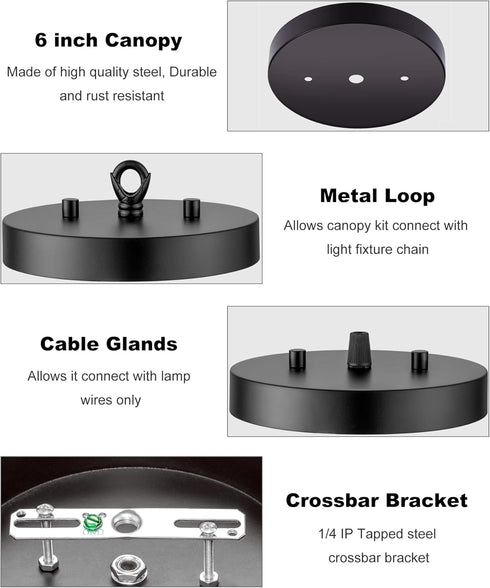 6 inch Qc Ceiling Light Cover Plate, Canopy Kit for Chandelier and Pendant Light, Light Fixture Cover Plate