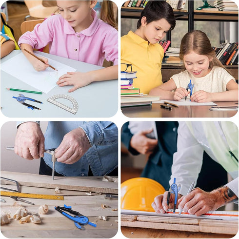 YOOUSOO Set, Set, 6 Inch 180 Compass and Protractor Student Geometry Math Drawing Compass and Clear Swing Arm