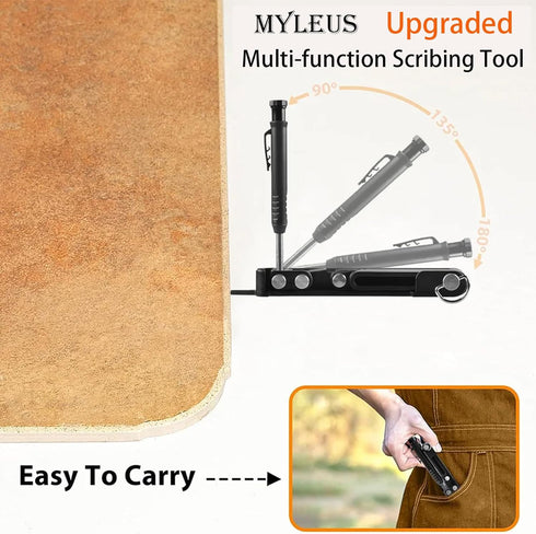 Multi-function Scribing Tool - Upgraded Aluminum Alloy Scribe Tool with Deep Hole Pencil for DIY Woodworking Measuring