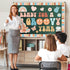 ZOiiWA Groovy Retro Bulletin Board Decoration Set Boho Hippie Classroom Kit with School Bus and Guitar Cutouts