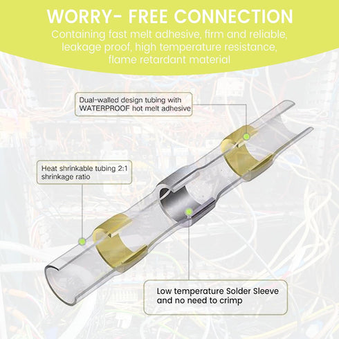 100 PCS Yellow Heat Shrink Butt Connectors, 12-10 AWG, Waterproof Solder Seal Wire Connectors for Automotive