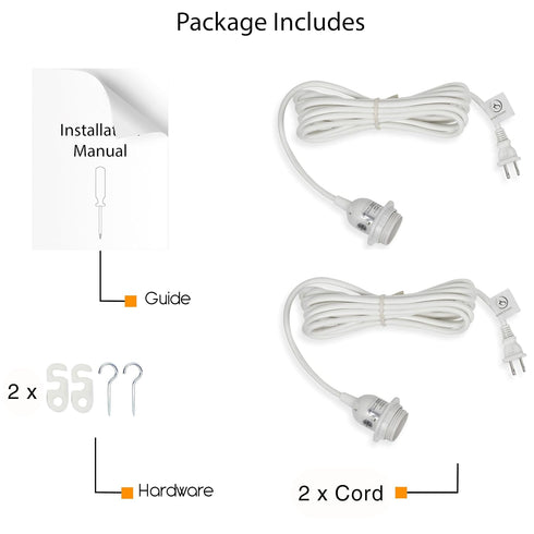 15 E-26/ E-27 Bulb 2 Set 2 Rustic State Fabric Cord for Hanging Pendant Lamp Fixture - Feet Braided Flexible Cable
