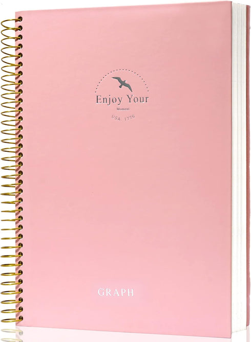 FLYING EAGLE 8.5 x 11 Large Graph Notebook, 210 Pages, Hardcover Graphing Notebook for Men Women, Pink