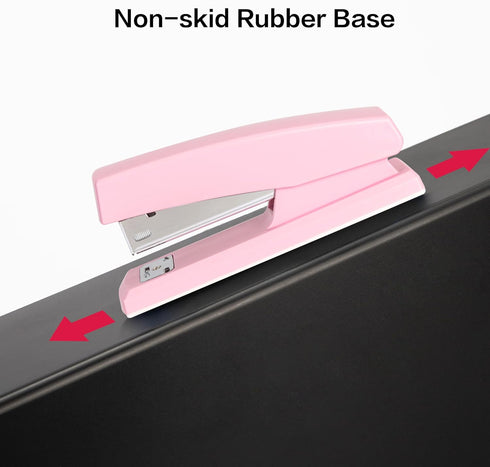 Deli Desktop Stapler, Pink Office Stapler with 640 Staples, 25 Sheet Capacity