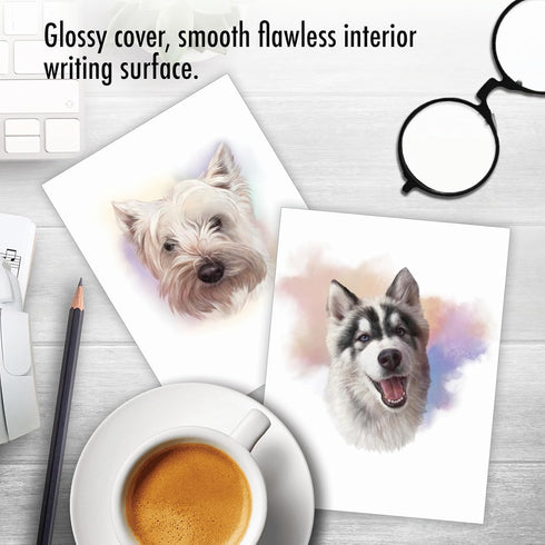 The Best Card Company - 20 Boxed Dog Cards with Envelopes (4 x 5.12 Inch) - Blank Assortment, 10 Designs