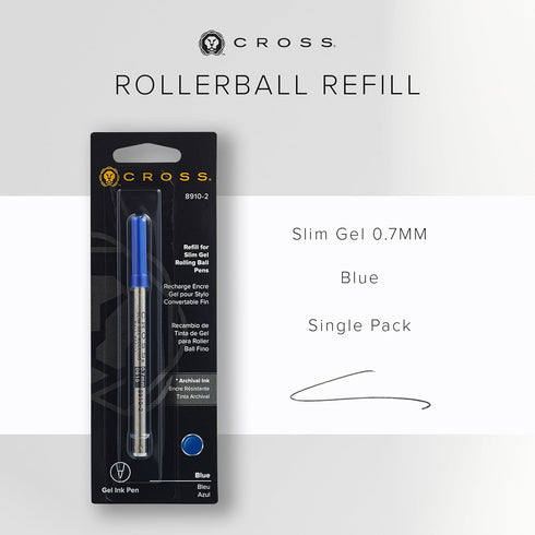Cross Slim Gel Rolling Ball Refill, Blue, 1 Per Card (8910-2)