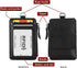 Black Genuine Leather Badge Holder with Zipper, RFID Keychain Wallet Neck Lanyards and Swivel Hook for Card/Coin/Cash