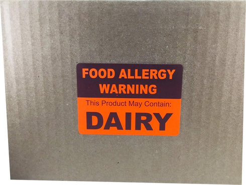 2.5 3.5 Inch 500 Packaging, Food Allergy Warning Labels This Product May Contain Dairy, x Rectangle Stickers, Total