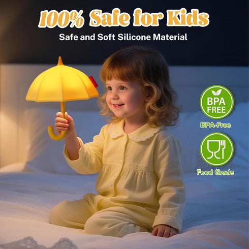 3 Dimmable Umbrella Night Light for Kids, Levels Silicone Tap Lamp for Baby Nursery, Rechargeable Squishy Bedside Night
