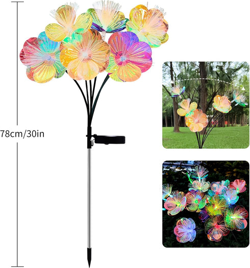 2 Pack JJGoo Solar Garden Lights, Solar Flower Swaying Light for Outside, New Upgraded Outdoor Waterproof Light