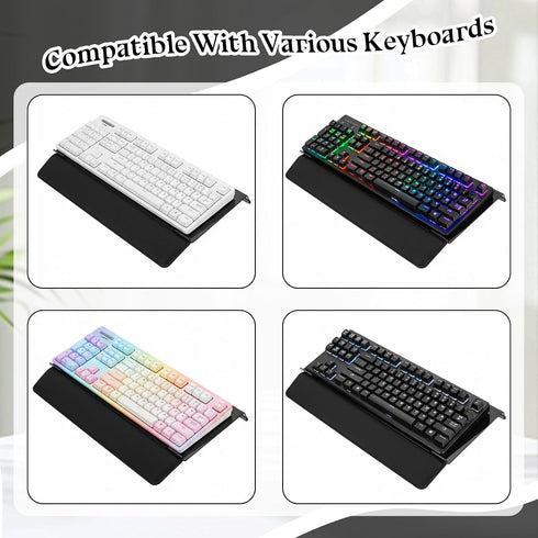 Exclaith 3-Level Computer Keyboard Wrist Rest Stand for Desktop Space-Saving Keyboard Riser with Silicone Wrist Rest