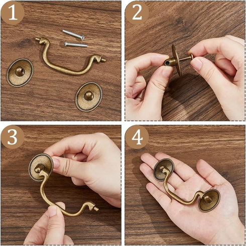 4 Sets 3.5 inch SUPERFINDINGS Vintage Bail Pull Handles Hole Center Antique Bronze Drawer Handles Alloy Drop Pulls