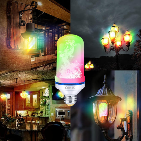 LED Flame Effect Fire Light Bulbs, 2 Pack, Flickering Fire Simulated Lamps, E26 Base Energy Efficient for