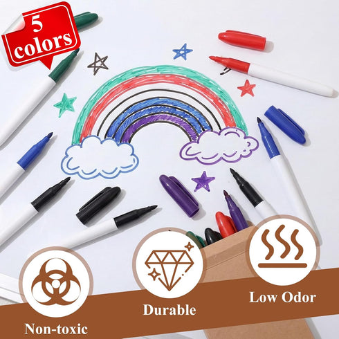 Maitys 144 (5 Pcs Dry Erase Markers Bulk No Bleeding Fine Tip Whiteboard Markers for Writing Dry Erase Whiteboard