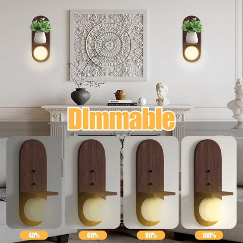 fnmobe Set 2,Rustic Room,12 Battery Operated Wall Sconce with Shelf of Candle Holder with Rechargeable Wall Lights