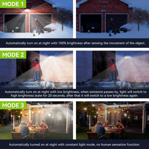 223 IP65 3 360Wide Solar Lights Outdoor with Motion Sensor, LED Security Light, Waterproof LED Floodlight, Adjustable