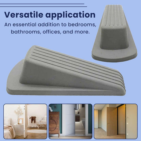 Door Stoppers for Floors - Holds Open & Prevents Lock-Outs for Carpet, Tile, Concrete & Wood - Pack of 3, Gray