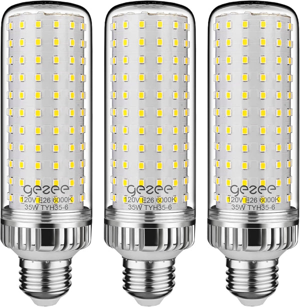 35W LED Light Bulb, E26 Base, 280 Watt Equivalent, 3500 Lumens, Daylight White 6000K, 3-Pack