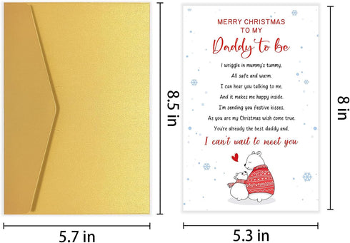 Goroar Daddy To Be Christmas Card, Merry Christmas Daddy to be Poem Card, Christmas Card From The Bump, Cannot Wait