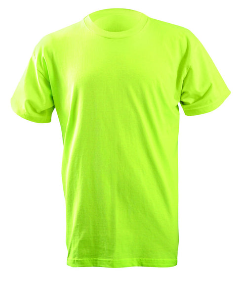OccuNomix LUX-300-04XL High Visibility Short Sleeve T-Shirt with Pocket, 100% Pre-Shrunk Cotton, Non-ANSI, X-Large, Lime