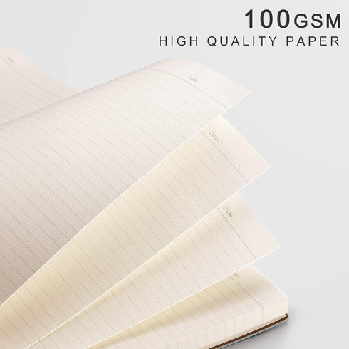 EMSHOI Notebook College Ruled - B5 Large Thick Notebook Leather Journal with Free Sticky Notes, 204 Numbered Pages,100gsm Thick Lined Paper, Softcover, 7.5"x10"-GrayBlue by EMSHOI