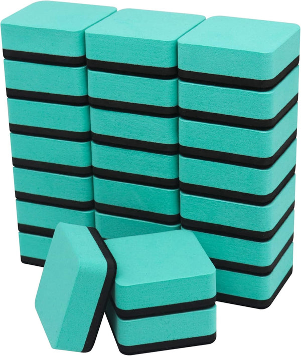 IHPUKIDI 24 Pack Magnetic Dry Erase Erasers for Whiteboard and Chalkboard, Classroom Home Office (Green, 2 x 2 Inch)