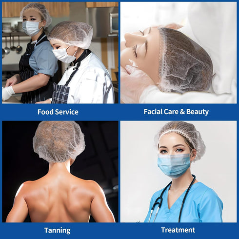 LEOBRO Hair Nets for Food Service Workers, 50PCS Disposable Kitchen Hair Nets for Women and Men Cooking, White