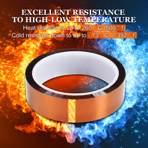 Polyimide Film Adhesive Tape, High Temperature Tape 1 inch x 36 Yds, No Residue Heat Resistant Tape