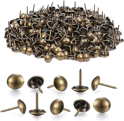500Pcs BetterJonny Upholstery Tacks, Decorative Furniture Nails Pins, 17X11MM Bronze Metal Thumb Tacks