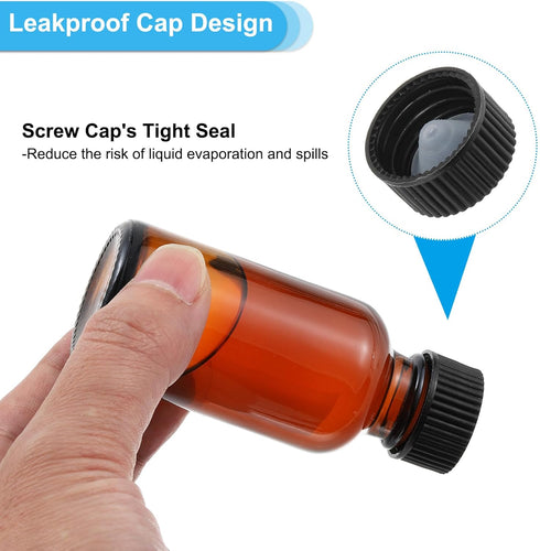 PATIKIL 4oz (120ml) Glass Sample Bottles, 4Pcs Round Dispensing Bottles with Black Poly Cone Cap, Funnel, Dropper, Amber