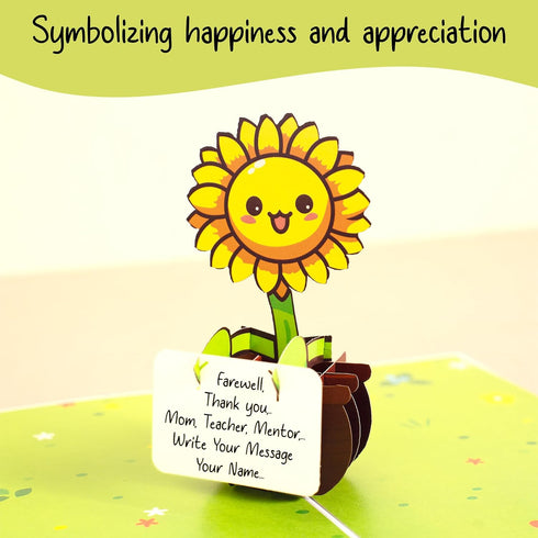 FORESTBOLD 3D Teacher Appreciation Gift , Sunflower Pop Up Card Mother's Day Card for Mom , Birthday Card for Women