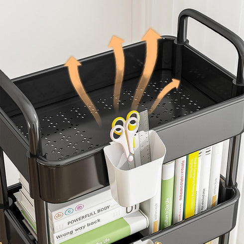 Generic 2-Tier Utility Cart - Mobile Kitchen Slide Out Organizer On Wheels, Storage Handcart, Rolling Utility Trolley |