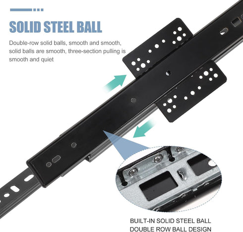 12-inch (300mm) 2pcs Hidden Side Mount Drawer Slides with Ball Bearing Cabinet Drawer Track Guides for Tv Stand
