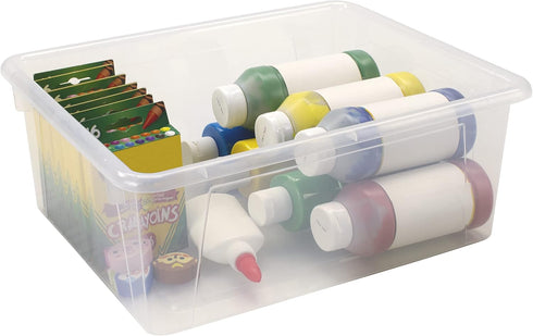 Storex 5-Pack Letter Size Deep Storage Tray – Unbreakable Clear Organizer Bin for Classroom, Office, Home