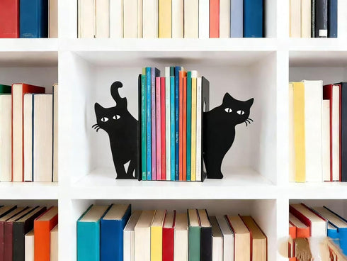 Generic Set 2 Cat Metal Bookends of Cute Cat Design Book Ends for Home Office Desk Shelves Reading Room Decor for Cat